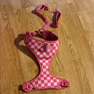 Head( Top paw) Pink Checkered Dog Harness